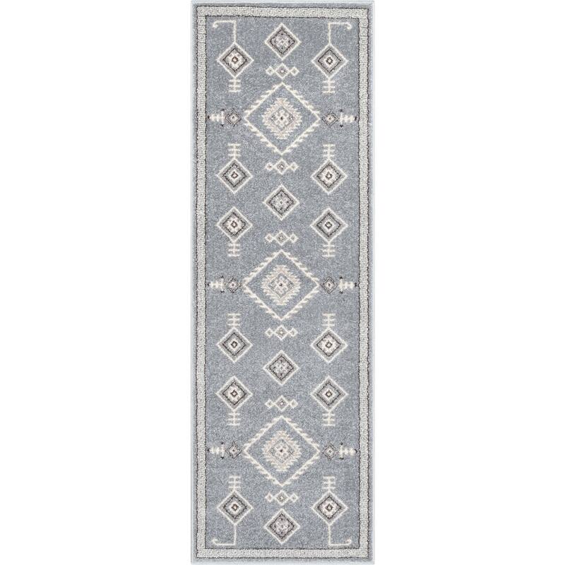 Well Woven Sydney Azra Tribal Geometric Medallion Area Rug - 2' 3" x 7' 3" - Grey - Runner