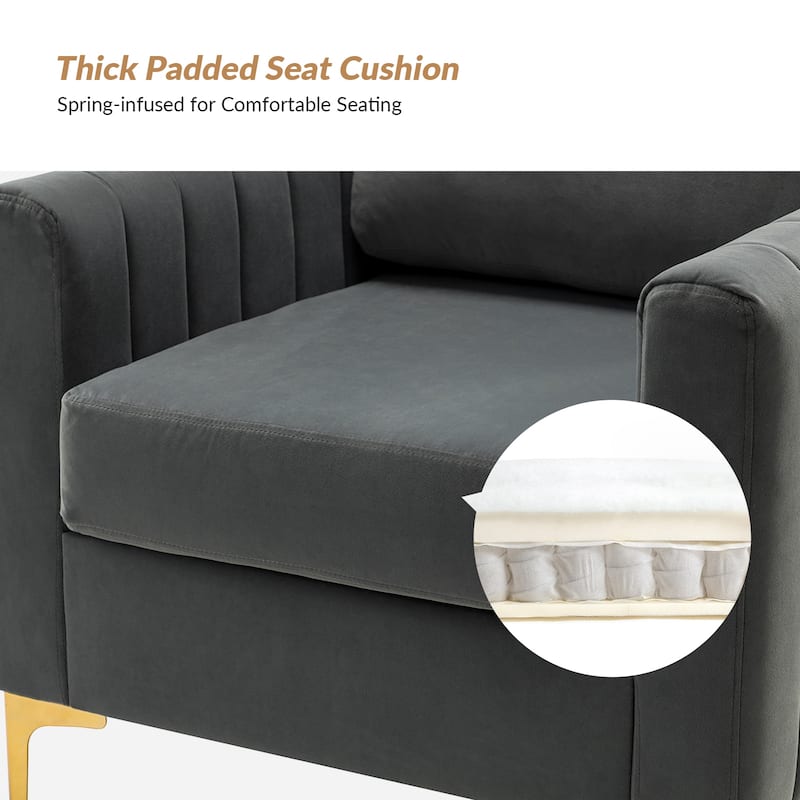 Ganymedes Modern Velvet Accent Arm Chair with Golden Legs by HULALA HOME
