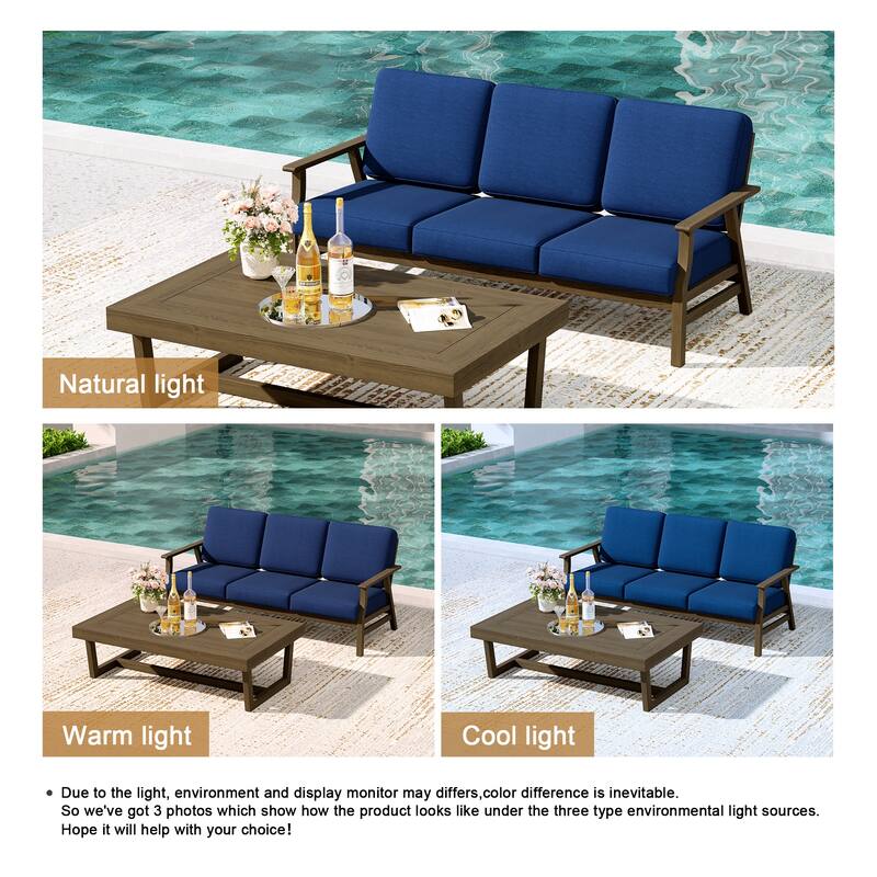2-Piece Teak Outdoor Sofa Set with Table