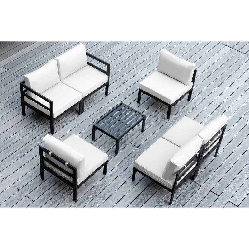 Ohana Outdoor 7-pc. Cushioned Aluminum Sectional - No Assembly - Sunbrella Natural