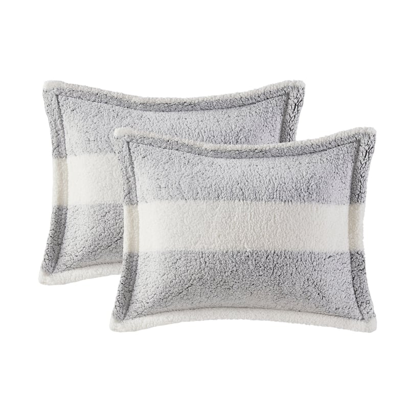 Madison Park Asher Green/Ivory Sherpa Comforter Set