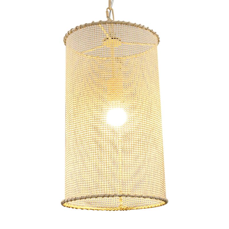 Lusteria 1-Light Farmhouse Beige Woven Hemp Rope Pendant Light