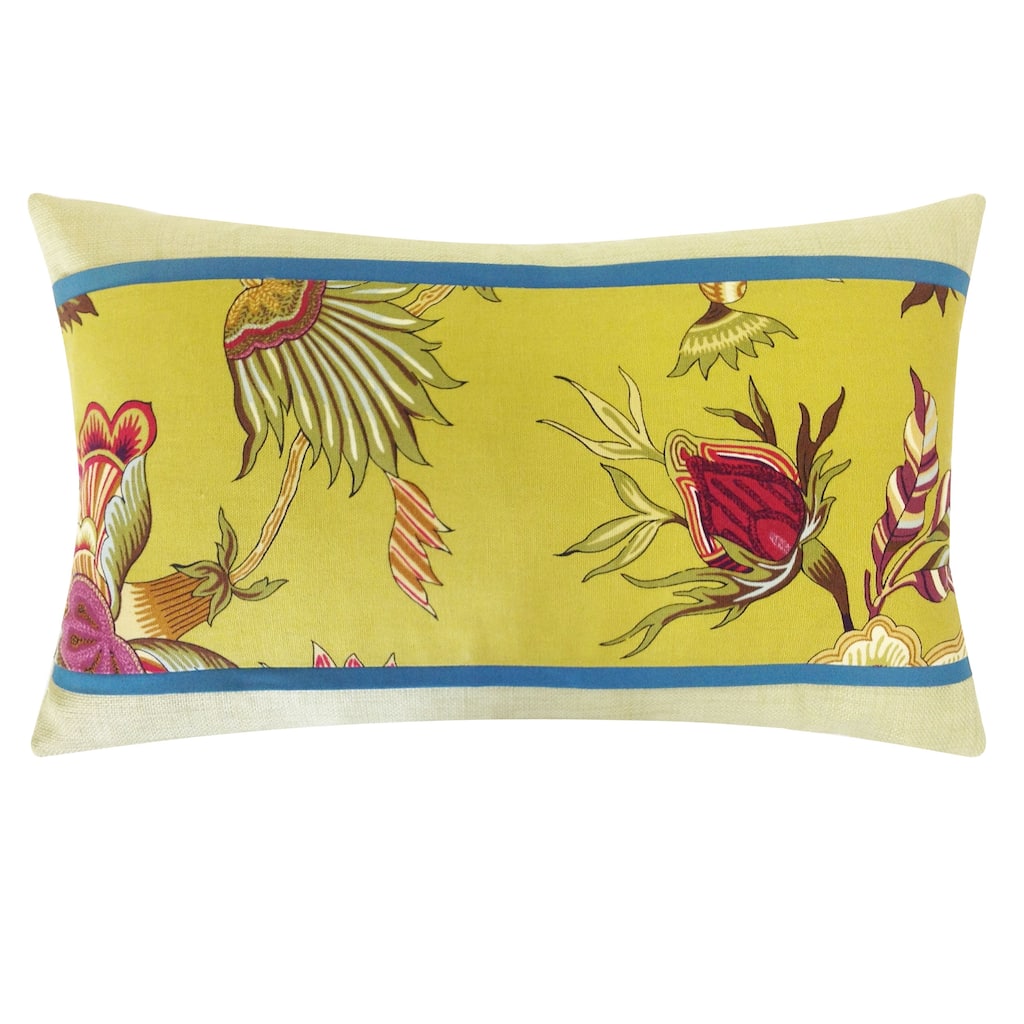 Jiti Indoor Jade Tropical Floral Patterned Cotton Decorative Rectangle Lumbar Pillows Cushion for Sofa Chair 12 x 20