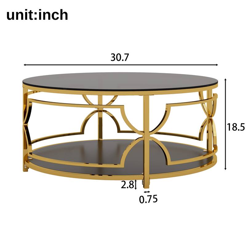 Coffee Table Round Room Table, Stainless Steel Irregular Leg Tempered Glass Top