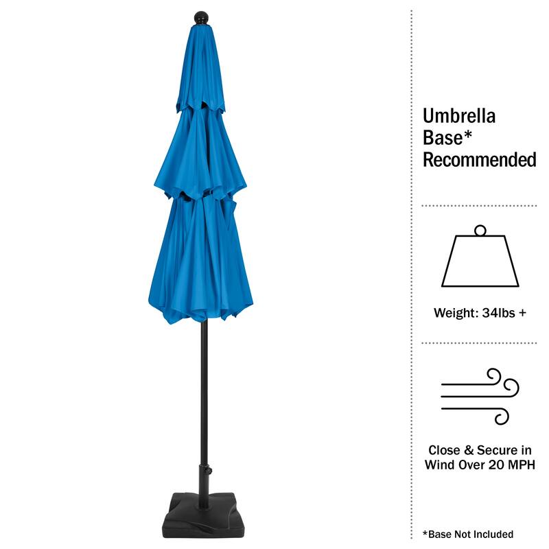 10 ft Patio Umbrella, 3-Tiered Sunshade with Push Button Tilt and Easy-Open Crank, Outdoor Umbrella for Deck, Yard