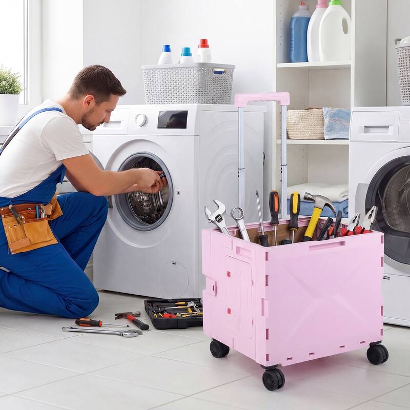 Gymax Foldable Utility Cart on 4 Rotate Wheels w/Telescoping Handle