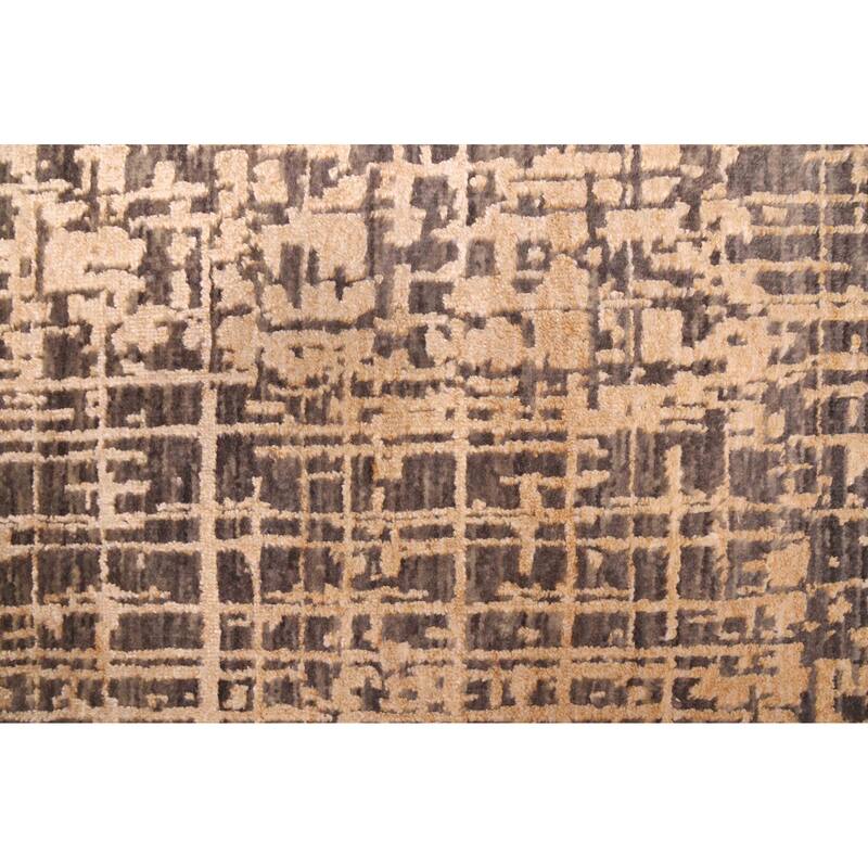 ECARPETGALLERY Hand-knotted Legacy Beige, Dark Grey Silk, Wool Rug - 2'6 x 10'2