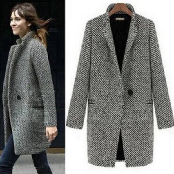 Fashion Wool Women Medium-Long Winter Jacket Women Woolen Outerwear. Opens flyout.