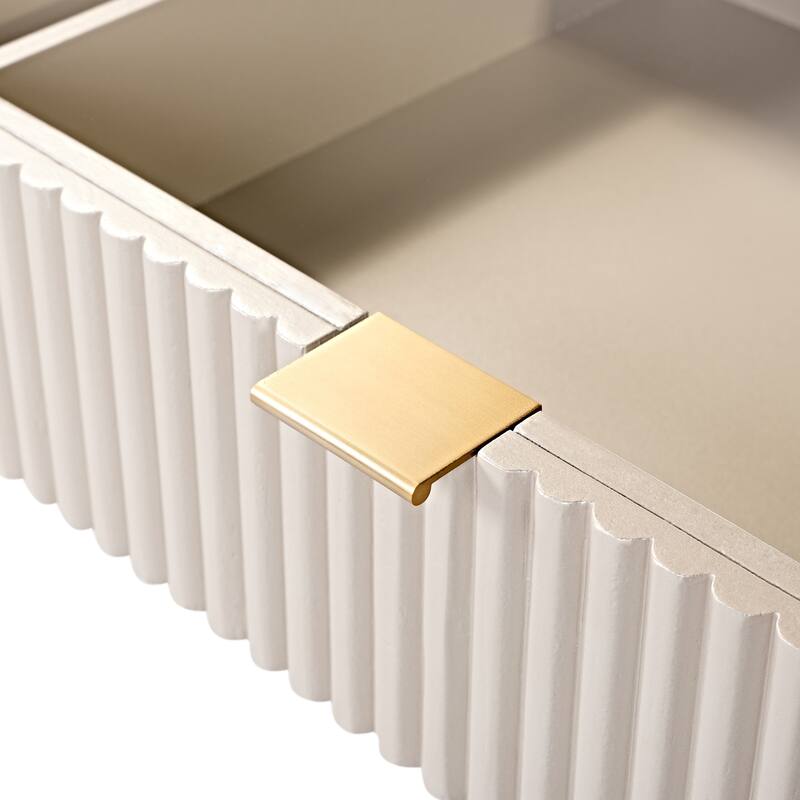 Vanity Desk with Adjustable Round Mirror, Wooden Dressing Table Set, Makeup Vanity Table with 4 Drawers & Cushioned Stool