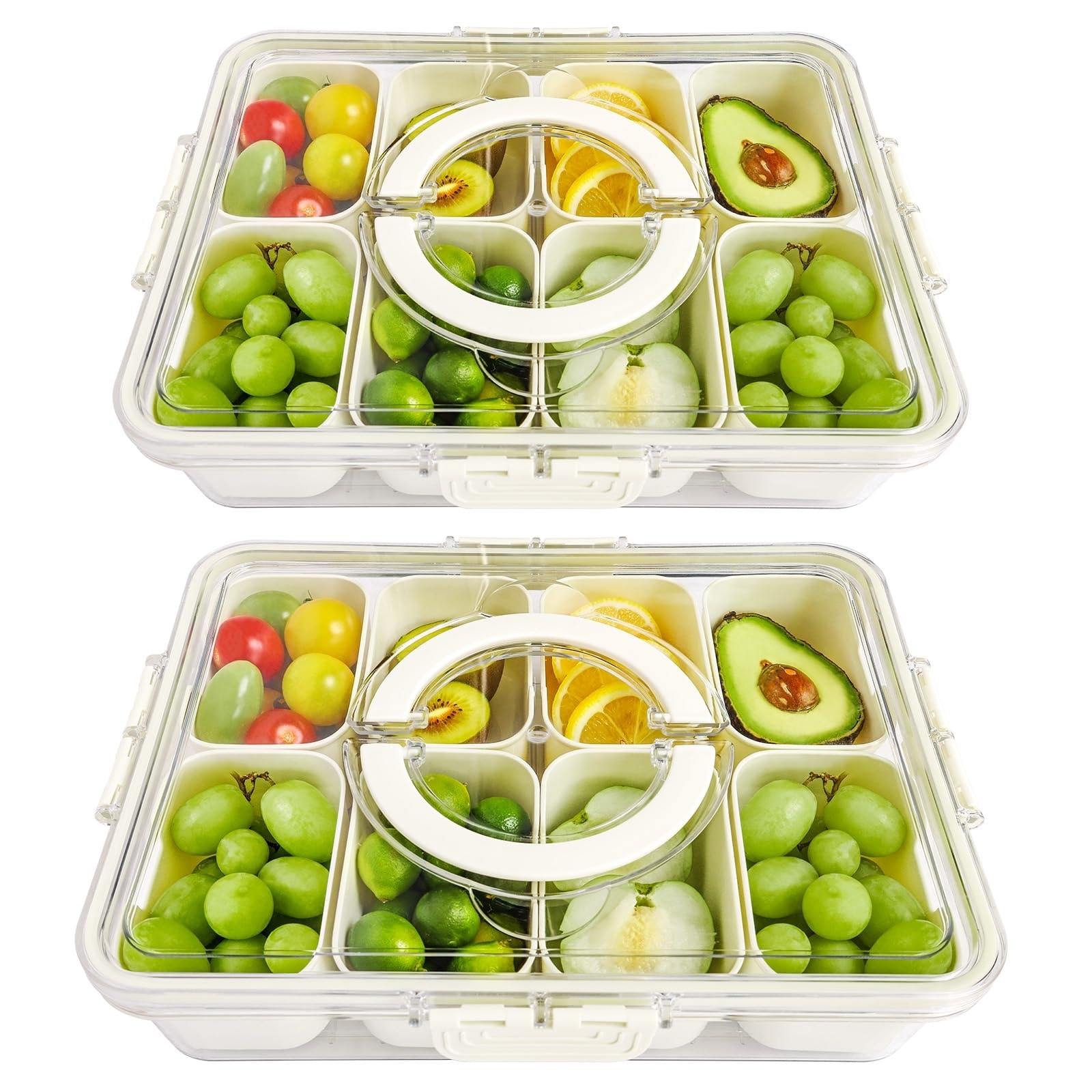 11-inch Vacuum Divided Snack Tray With Lid - 5 Removable Trays For Nuts, Fruits & Snacks