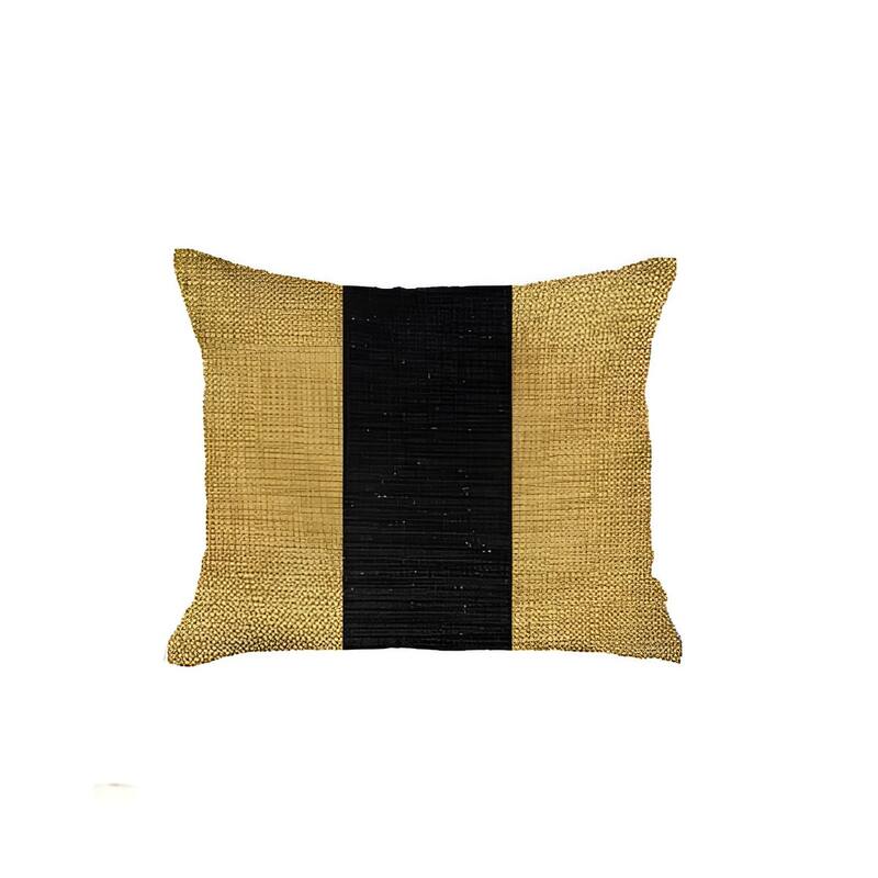 Set Of Two 18" X 18" Yellow And Black Geometric Zippered Handmade Polyester Throw Pillow
