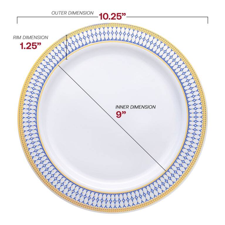Elegant Gold Chord Rim Disposable Plastic Plate Packs - Party Supplies