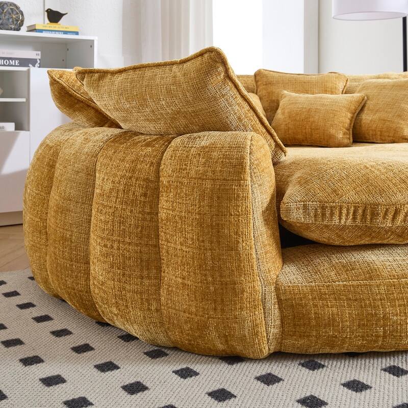 81.10" Double Bread Extra Large Round Sofa Bed with Armrests and Large Cushions