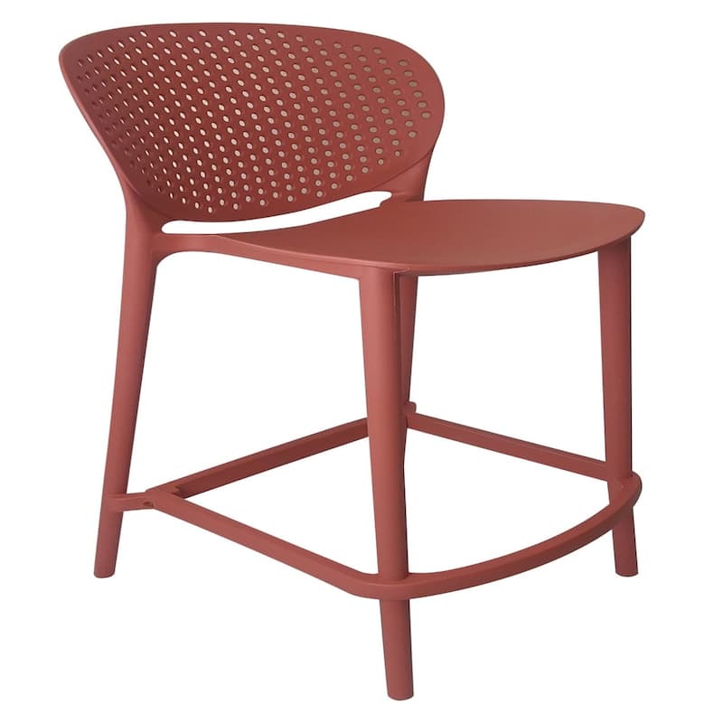 Set of 4 Stackable Plastic Bar Stools with Low Back and Footrest