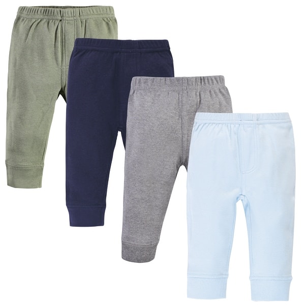 slide 1 of 1, Touched by Nature Baby Boy Organic Cotton Pants 4pk, Blue Green 0-3 Months - Blue Green