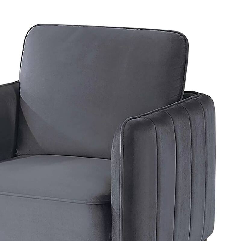 Reniz Accent Club Chair, Gray Velvet, Foam Cushions, Metal Legs