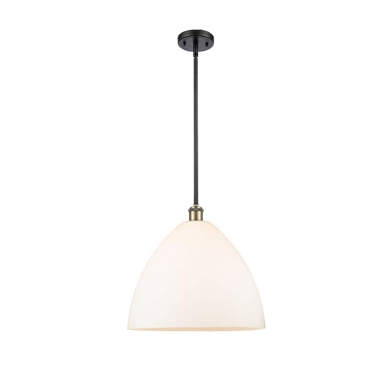 Innovations Lighting Bristol Glass 1 Light 16" Pendant - Black Antique Brass/Matte White