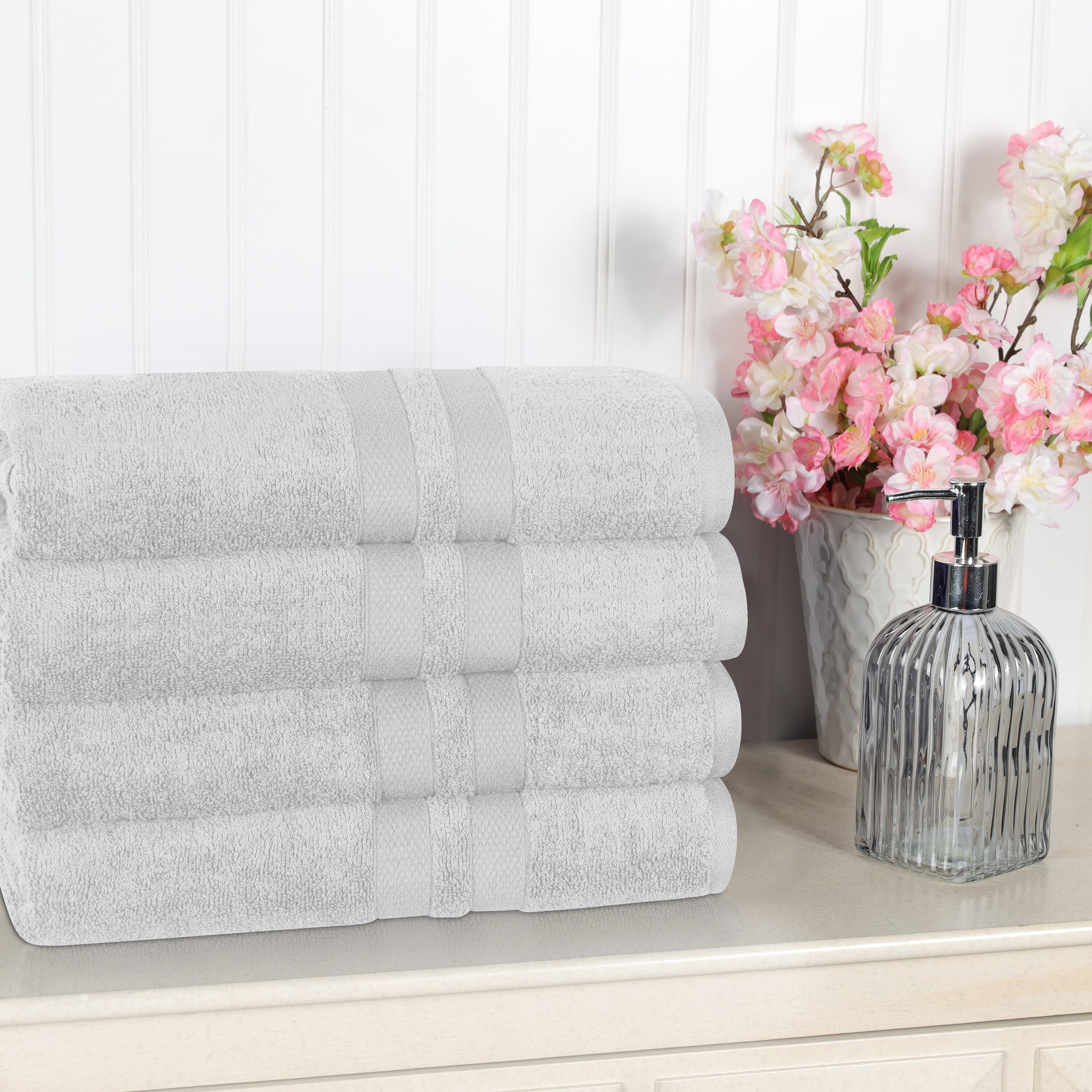 Superior 100% Ultra Soft Cotton Highly Absorbent Medium Weight Solid Bath  Towel undefined Set of 4 - Bed Bath & Beyond - 34282333