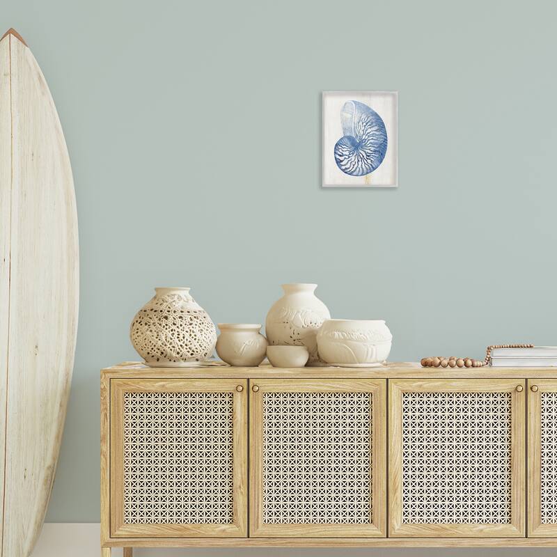 Stupell Blue Nautilus Shell Framed Giclee Art Design By Susan Arnot