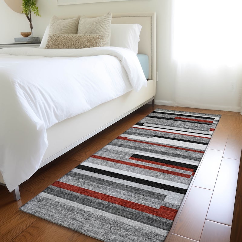Premium Washable Super Soft Mosaic Stripe Mayfield Rug - Gray - 2'3" x 7'6"