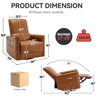 Yellow Brown American Design Swivel Rocker Power Recliner Chair - Bed ...