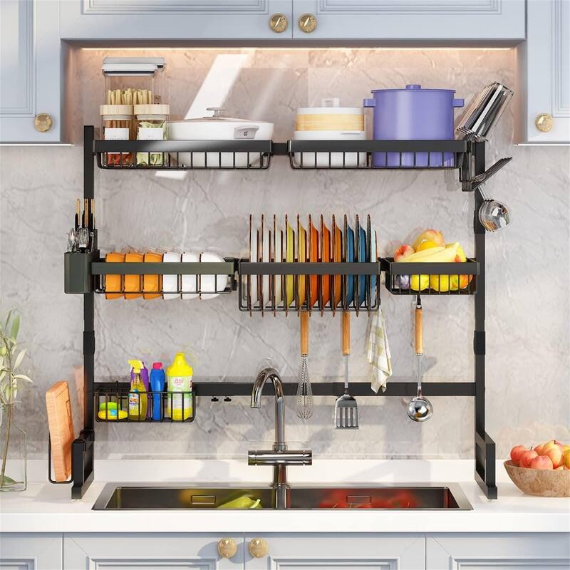 Adjustable Over Sink Dish Drying Rack for Kitchen