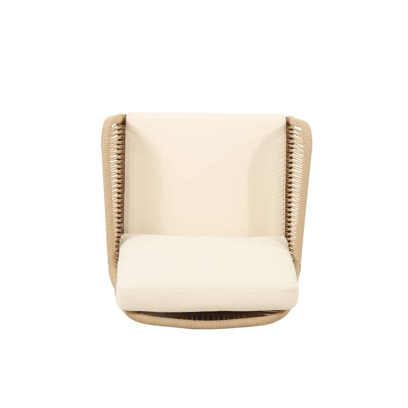 Annisa Acacia Wood and Rope Outdoor Club Chair with Cushions by Christopher Knight Home