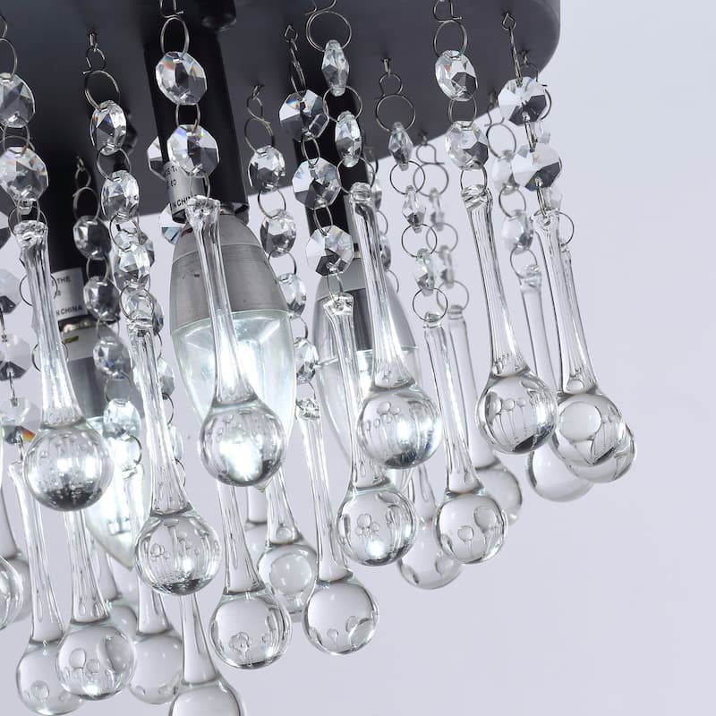 Modern 4Light Crystal Drop Shape Flush Mount Ceiling Lighting Fixture Bed Bath & Beyond