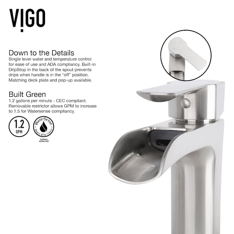VIGO Niko 11" H Single Handle Single Hole Bathroom Vessel Faucet