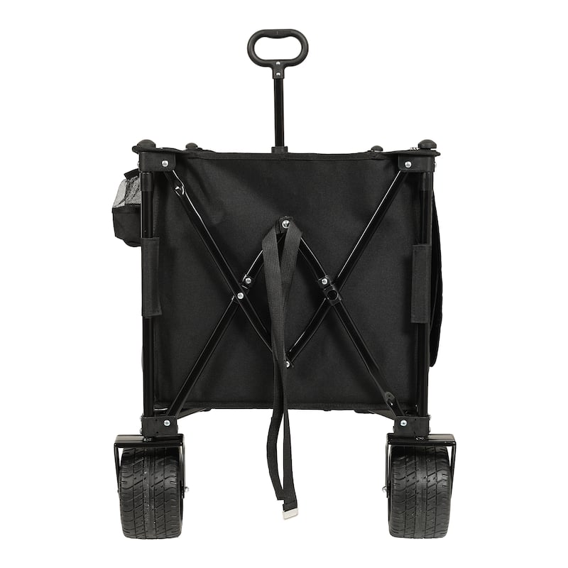 Foldable Extended Wagon With 480lbs Weight Capacity,Garden Cart With Big Beach Wheels & Drink Holders,Side Pocket And Brakes