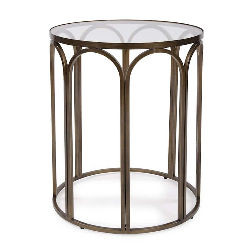Allan Andrews Round Brass Metal Side and Accent Table - 24"H x 20"D x 20"W