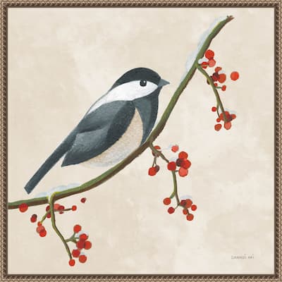 Festive Friends II by Danhui Nai (22 x 22 in.), Framed Canvas Wall Art Print - Sylvie Beaded Dark Gold