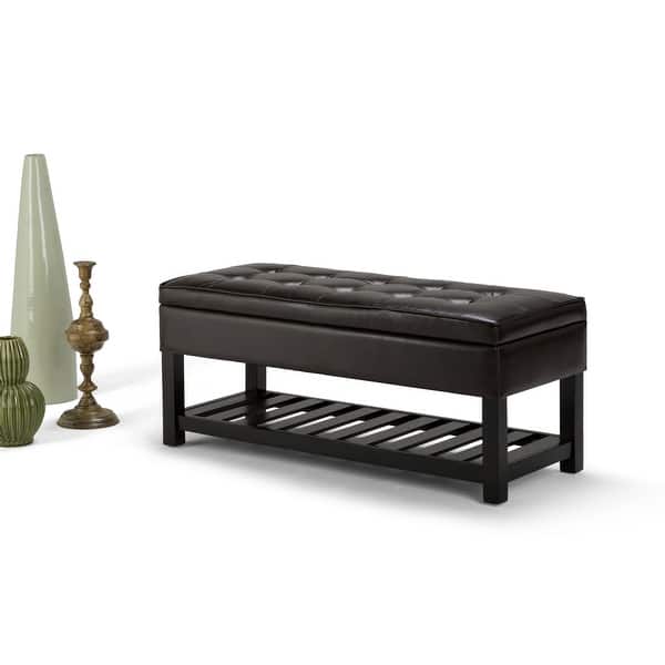 slide 2 of 138, WYNDENHALL Essex 44 inch Wide Transitional Rectangle Ottoman Bench Tanners Brown