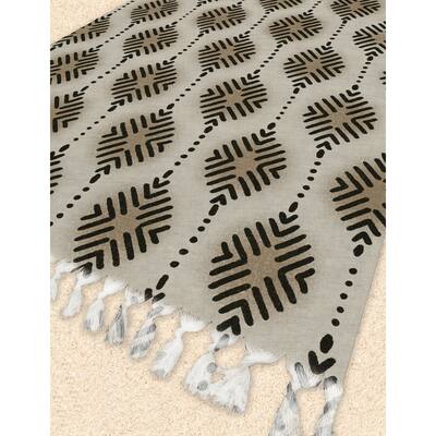 RIO BROWN Beach Blanket with Tassels By Kavka Designs - 38 x 80