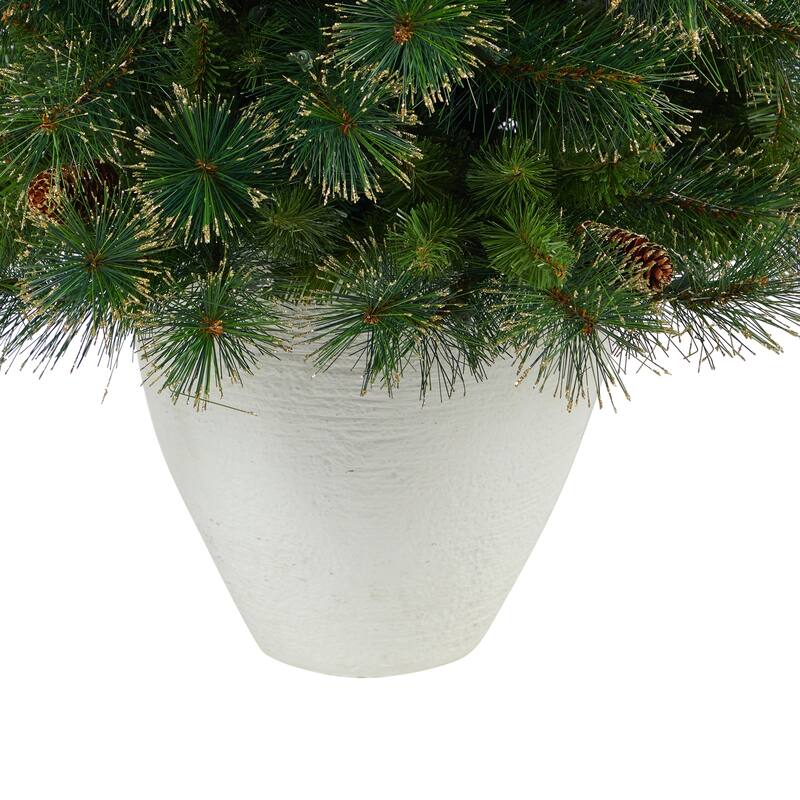 50in Golden Tip Pine Christmas Tree with Lights - Small Pre-Lit Holiday Tree in Planter - Green - 50