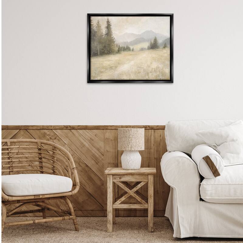 Stupell Fog on Mountain Valley Framed Floater Canvas Wall Art Design By Petal Prints Design