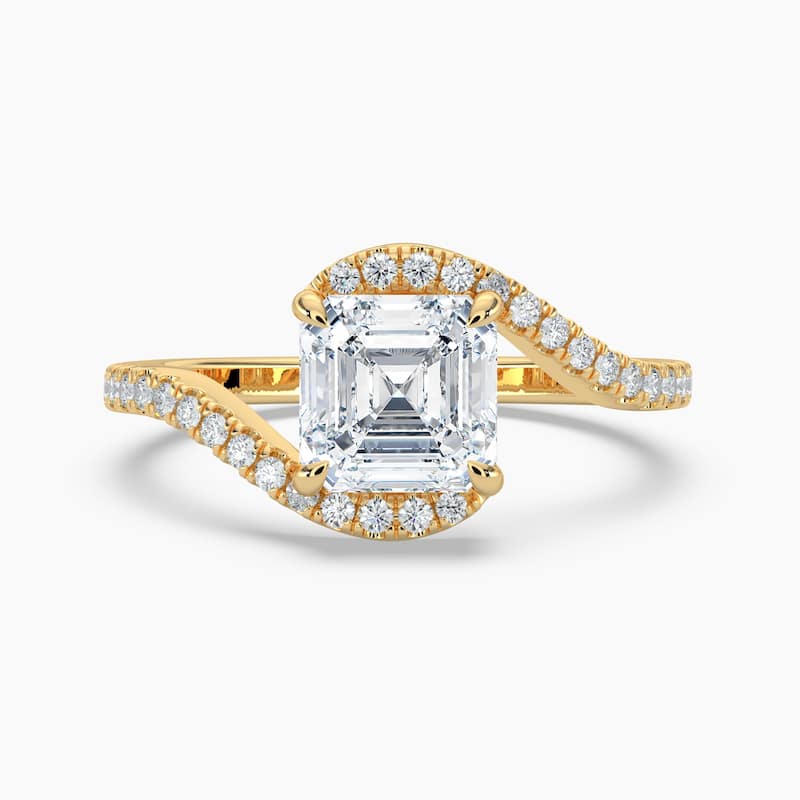 Auriya 14k Gold Asscher-cut Lab Grown Diamond Bypass Engagement Ring 1.00 to 5.00 ct. tw. (F-G, VS) - 3.00 carats - Yellow - 8.5