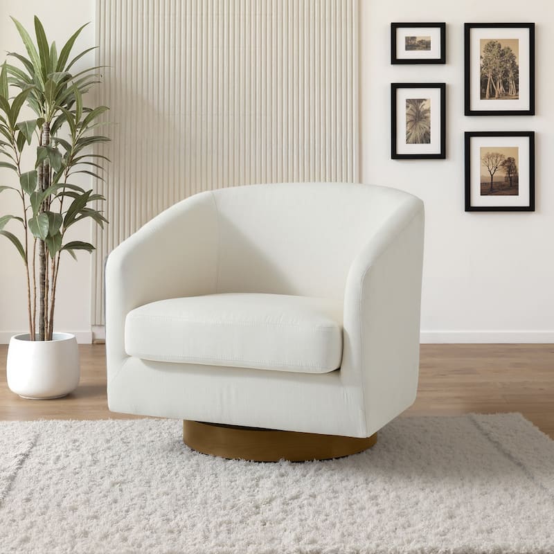 2 Set Modern Wide Round Swivel Accent Barrel Chairs