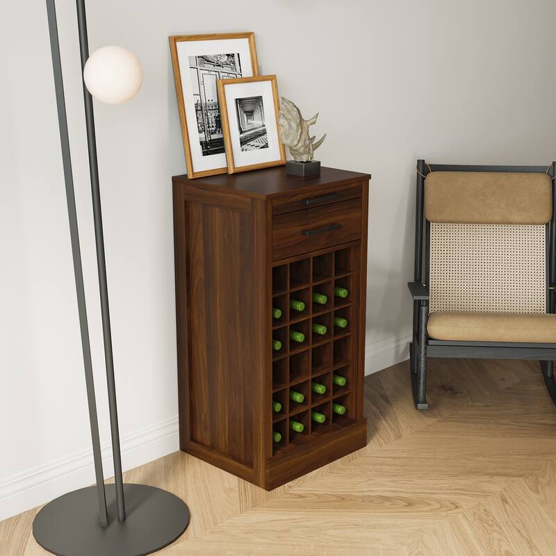 brown walnut color modular 24 wine bar cabinet Buffet Cabinet - Tan