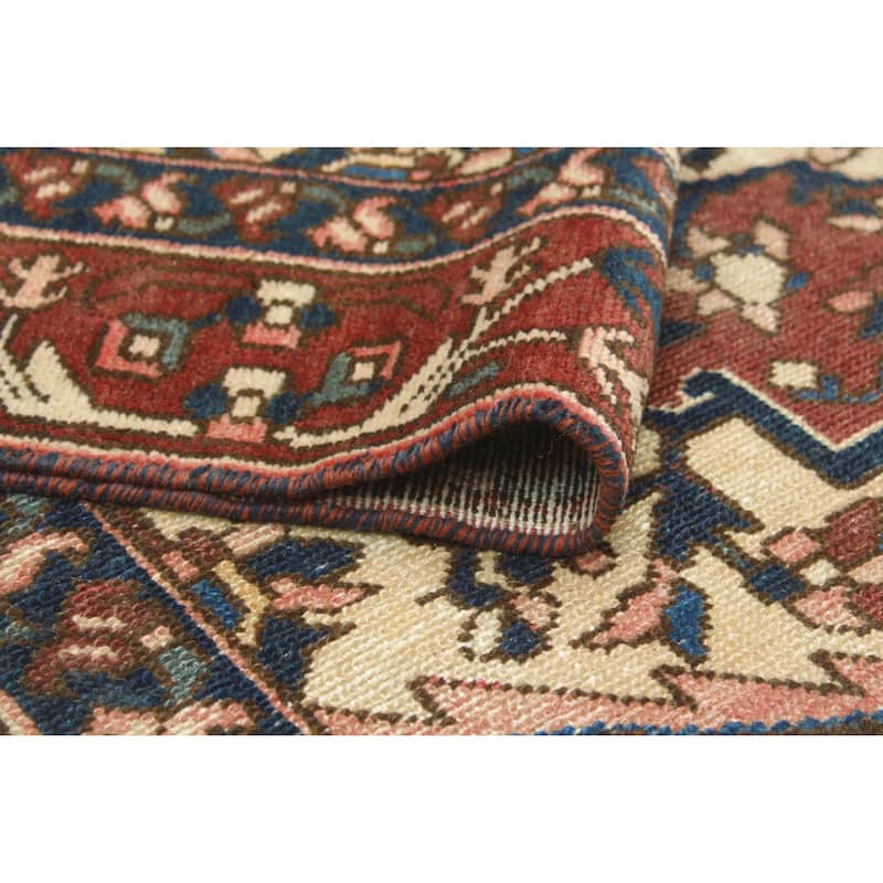 Fine Vintage Distressed Jumaane Gold/Burgundy Rug - 4'9" x 6'4"