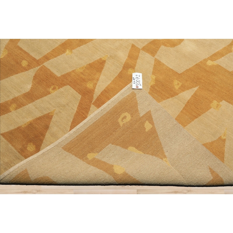 6x8'11'' Tibetano Hand Knotted Wool Beige Modern & Contemporary Art Deco Rug - 6' x 8' 11''