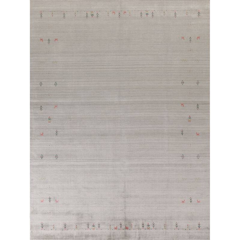 Gabbeh Indian Area Rug Handmade Tribal Beige Wool Carpet - 7'10"x 9'9"