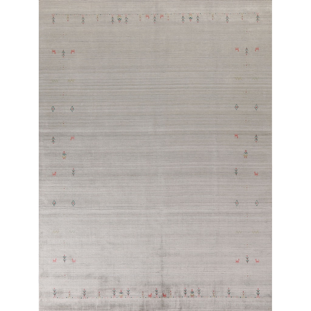 Gabbeh Indian Area Rug Handmade Tribal Beige Wool Carpet - 7'10"x 9'9"