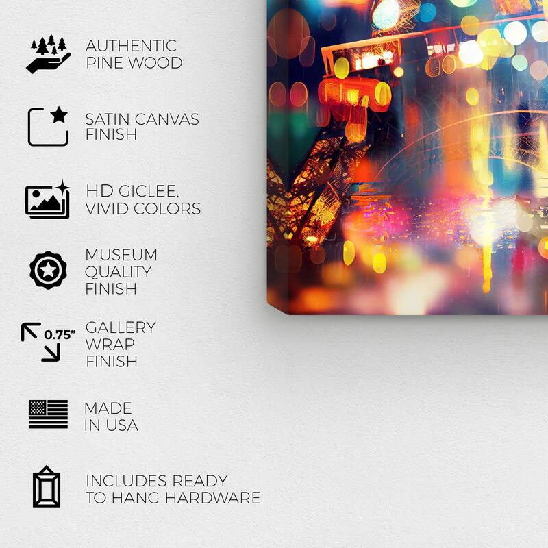 Wynwood Studio Fashion and Glam Eiffel Bokeh II Gold and Copper Modern & Contemporary Wall Art Canvas Print