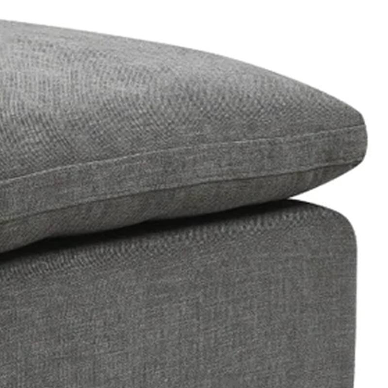 Shar 37 Inch Square Ottoman, Removable Pillow Top Cushion, Gray