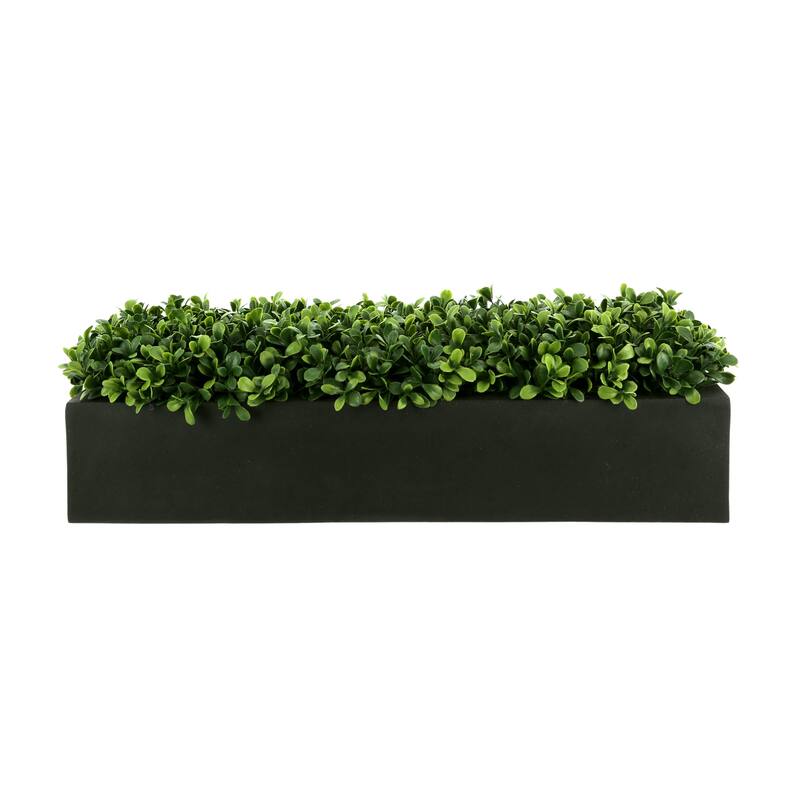 UV Rated Outdoor Boxwood Arranged in Fiberstone Planter - Green