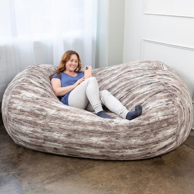 Jaxx Grand Lounger 7 Foot Bean Bag Sofa For Adults - Luxe Faux Fur
