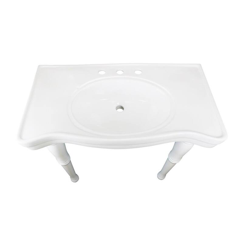 Console Bathroom Sinks 36" W White Belle Epoque Console Sinks with 2 Porcelain Legs Renovators Supply
