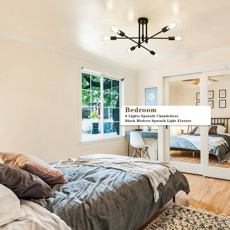 6-Light Modern Semi Flush Ceiling Lights for Bedroom Study Living Room