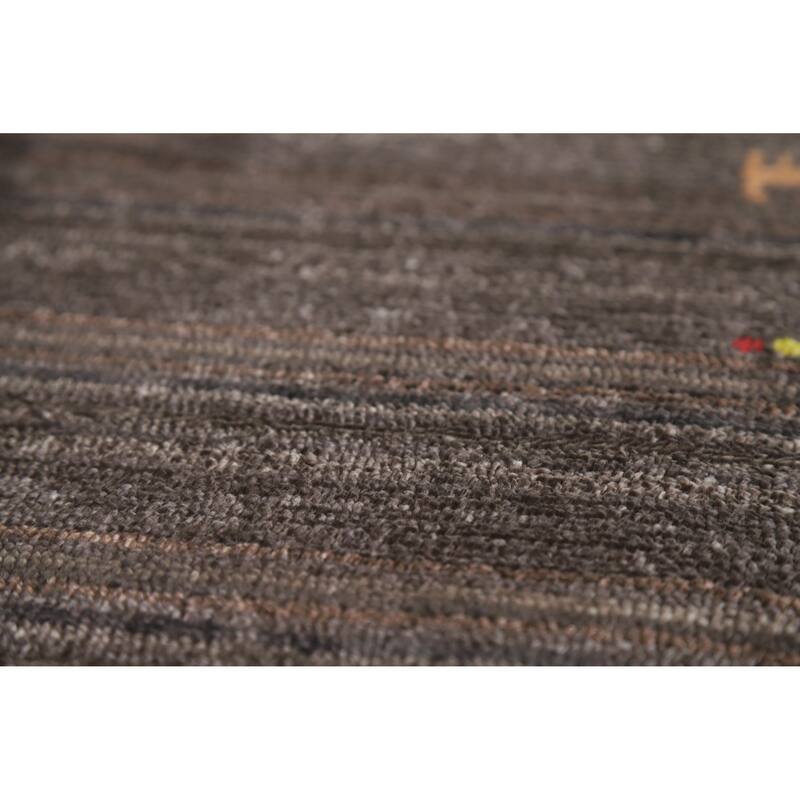 Hand Knotted Oriental 100% Wool Carpet Tribal Tribal Brown Gabbeh Area Rug - 8' 0'' X 4' 9''